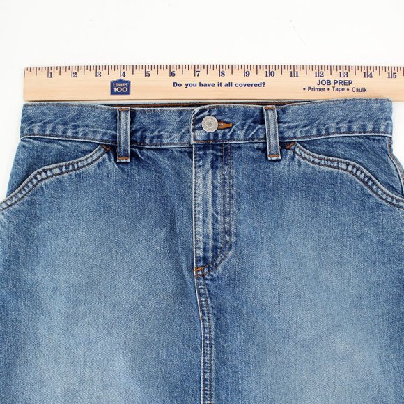 Vintage GAP Denim Skirt Light Wash Raw Hem Western Stitch100% Cotton No Stretch - Picture 10 of 12